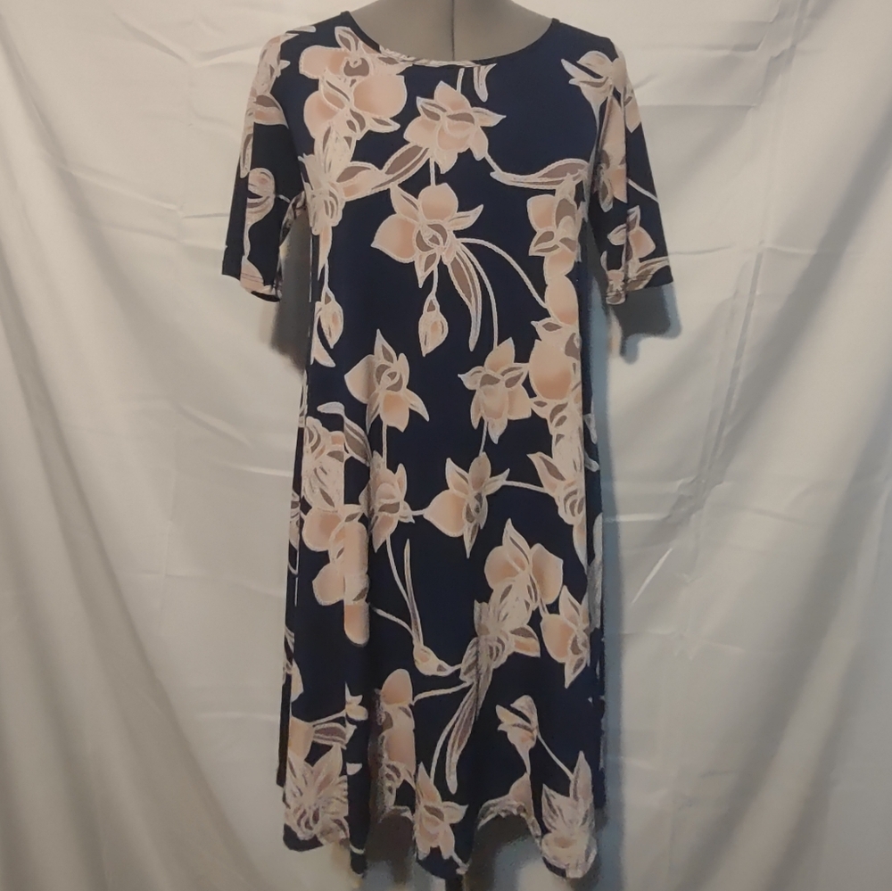🍌 SJS Floral Navy and Pink Dress Women Medium